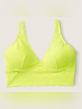 PINK Victoria's Secret Neon Lime Lace Longline Bralette